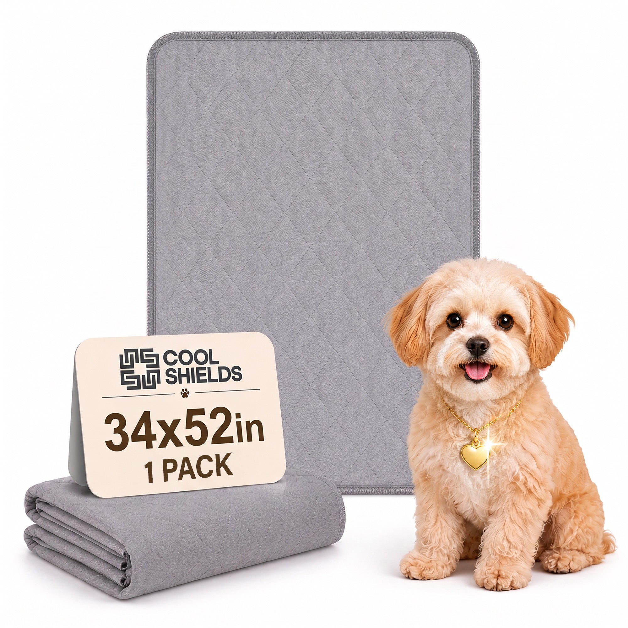 CoolShields Washable Pee Pads for Dogs, Ultra-Absorbent Reusable Waterproof Puppy Pad for Crates, Playpens, Carpets, and Floors—Ideal for Dogs, Cats, and Small Pets