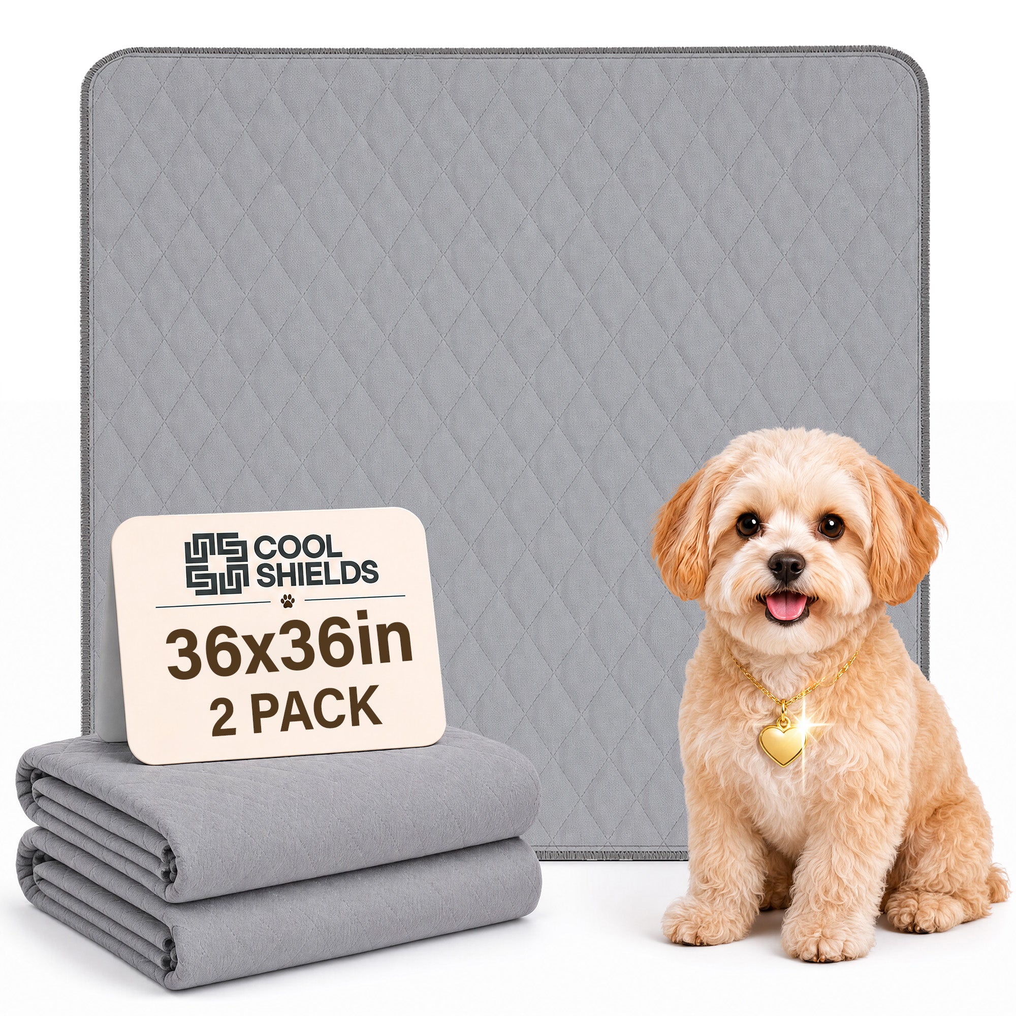 CoolShields Washable Pee Pads for Dogs, Ultra-Absorbent Reusable Waterproof Puppy Pad for Crates, Playpens, Carpets, and Floors—Ideal for Dogs, Cats, and Small Pets