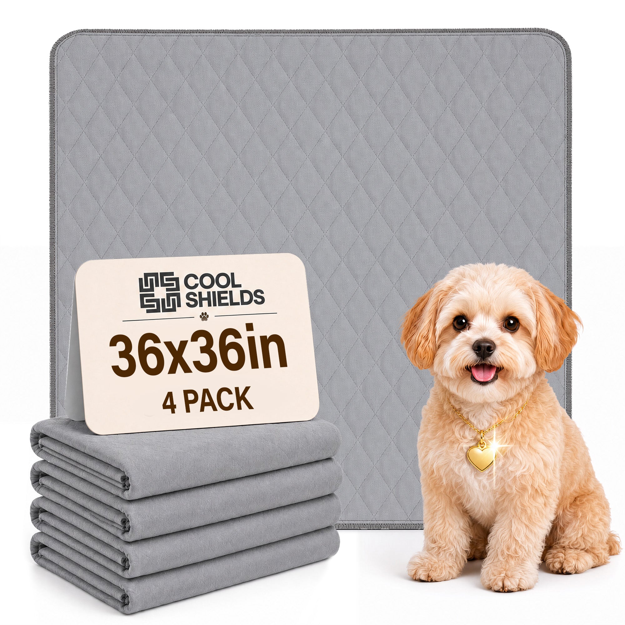 CoolShields Washable Pee Pads for Dogs, Ultra-Absorbent Reusable Waterproof Puppy Pad for Crates, Playpens, Carpets, and Floors—Ideal for Dogs, Cats, and Small Pets