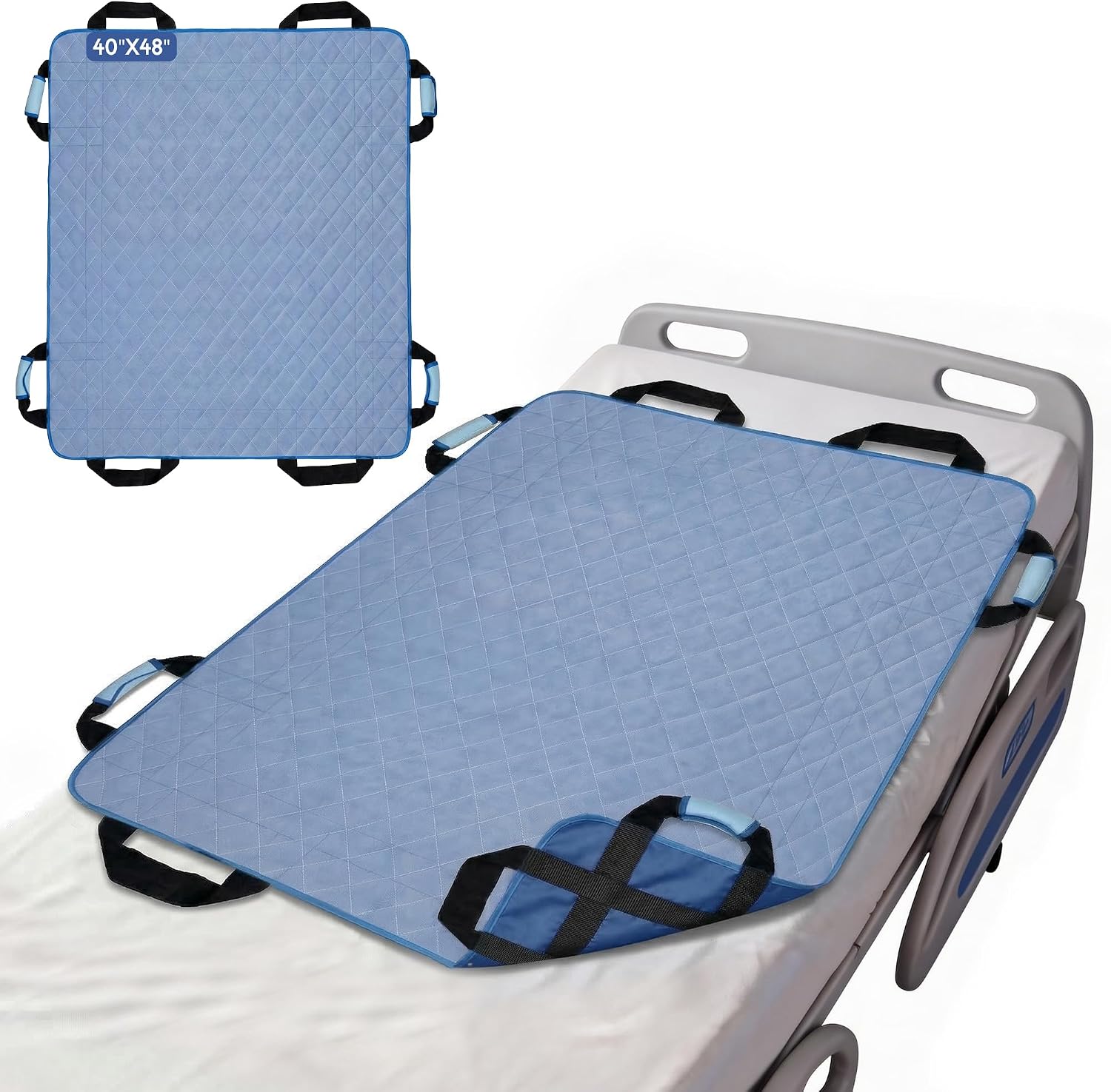 CoolShields Positioning Bed Pad with 8 Reinforced Handles, Washable Waterproof Transfer & Sliding Sheet for Repositioning, Turning & Everyday Care