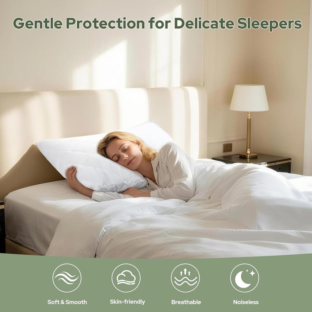 CoolShields Waterproof Pillow Protector, King Pillow Cases | Soft lyocell-blend doubles as a pillow cover, with a waterproof polyurethane layer and sturdy zipper for protection.