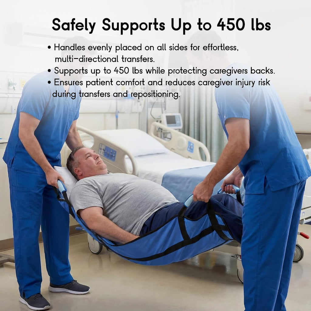 CoolShields Positioning Bed Pad with 8 Reinforced Handles, Washable Waterproof Transfer & Sliding Sheet for Repositioning, Turning & Everyday Care