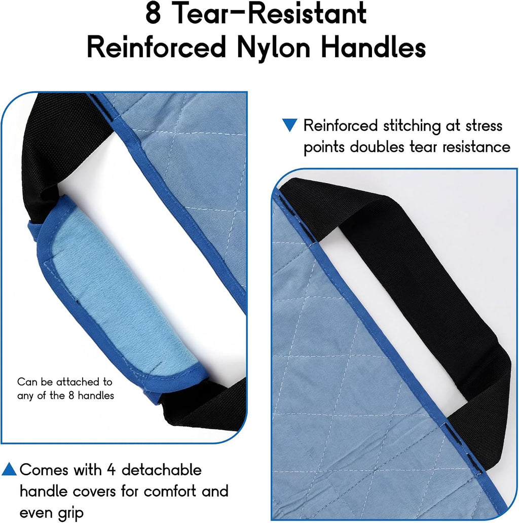 CoolShields Positioning Bed Pad with 8 Reinforced Handles, Washable Waterproof Transfer & Sliding Sheet for Repositioning, Turning & Everyday Care