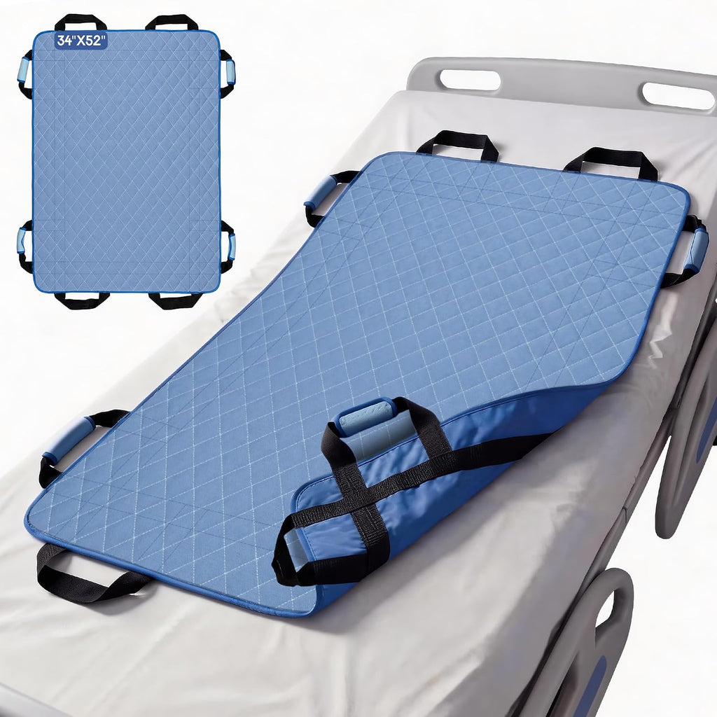 CoolShields Positioning Bed Pad with 8 Reinforced Handles, Washable Waterproof Transfer & Sliding Sheet for Repositioning, Turning & Everyday Care